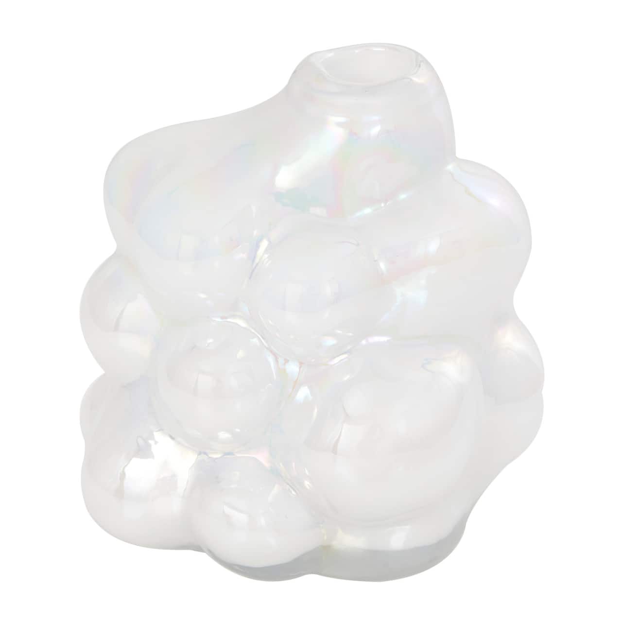 8" Clear Abstract Handmade Bubble Glass Vase